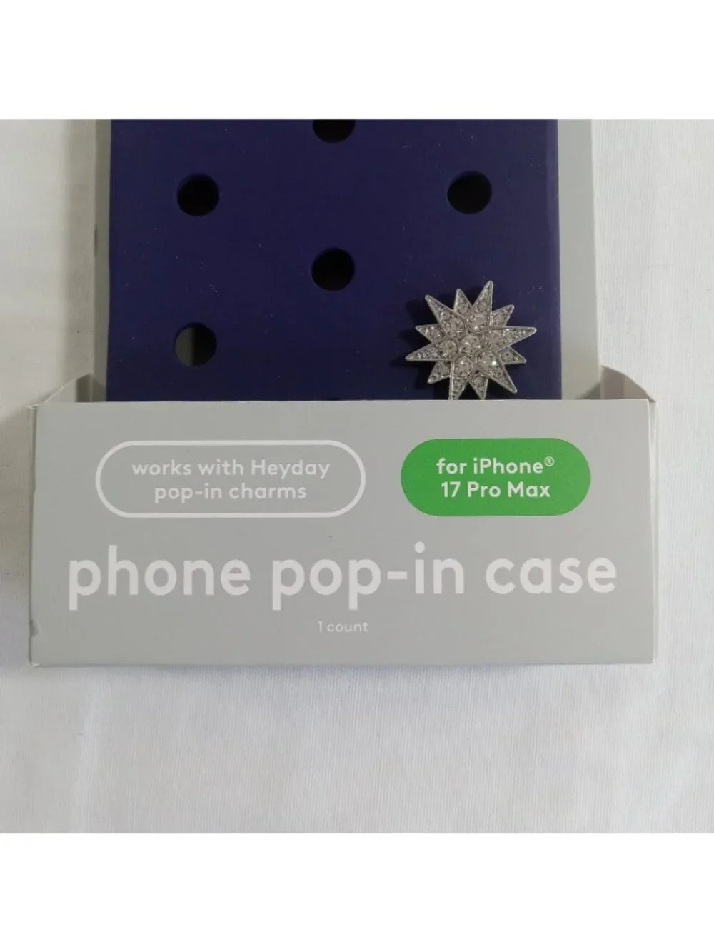 Heyday iPhone 17 Pro Max Pop-In Silicone Case Dark Blue & 2 Packs Tech Charms